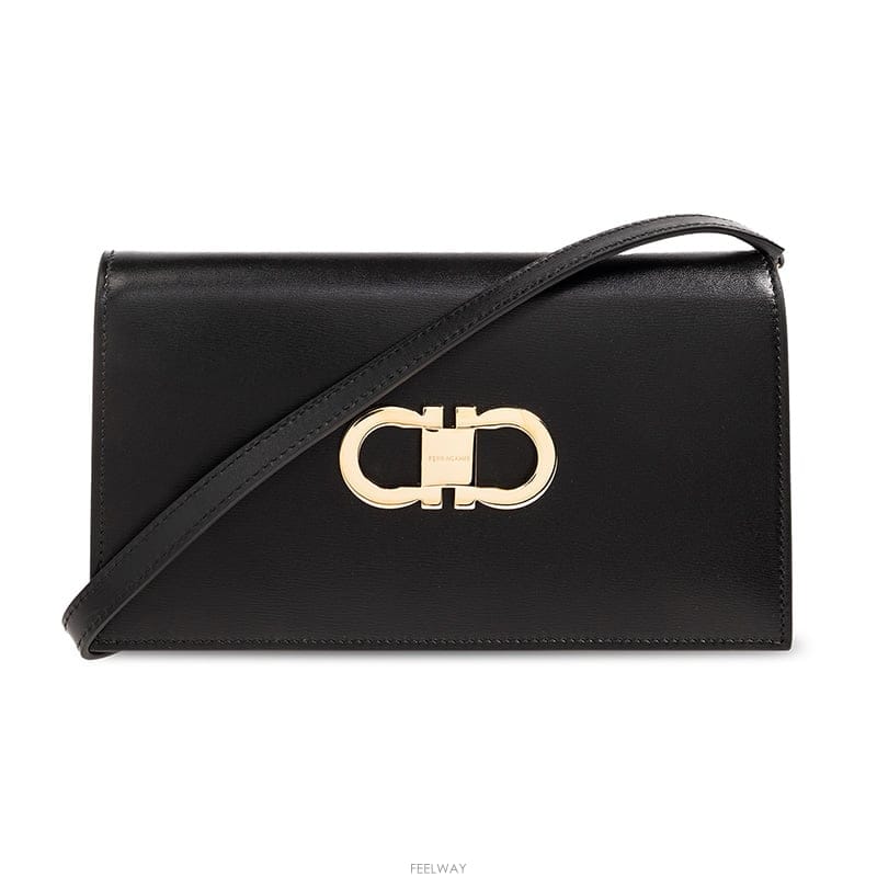 살바토레 페라가모 더블 간치니 미니 숄더백 블랙 218357 771676