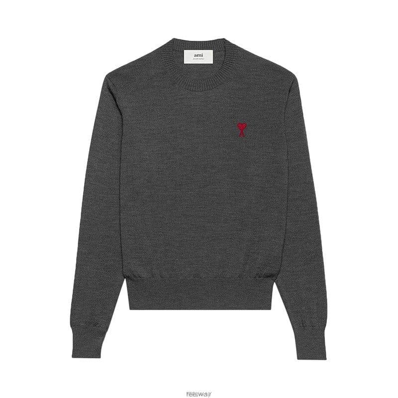 아미 로고-엠브로이드 메리노 울 스웨터