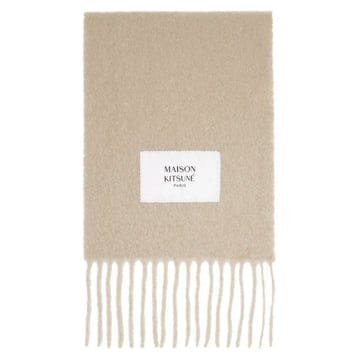 메종키츠네 24FW 알파카 프린지 머플러 다크베이지 LW06206WA0022 P255