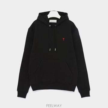 아미 26FW 레드 하트로고 스웨트 남성 후드티 BFUSW235 730 001