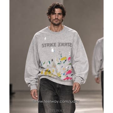 Studded Paint Accents Sweatshirt (GREY)