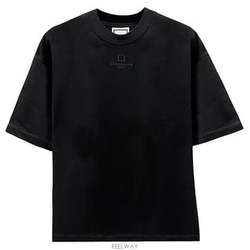 [우영미] 로고 오버핏 라운드 반팔 티셔츠 블랙 남성 티셔츠 W243TS10718B / T