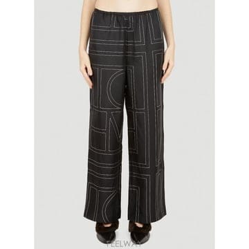 26 FW 토템 Monogram 로고 모노그램 자수 실크 팬츠 블랙 213 255 707 925