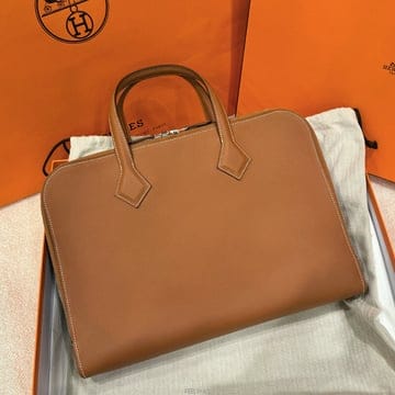 [국내] 정품/두배보상/에르메스 빅토리아 라이트 35 브리프 케이스 골드브라운