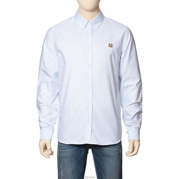 24FW 메종키츠네 남성 로고 라이트블루 미니폭스헤드크라식bd 긴팔 셔츠 MM00413WC