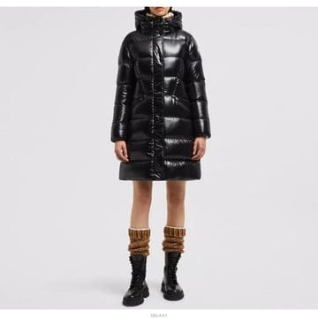 1C00038 5963V 999 / BELLEVUE 후드 벨트 블랙 롱 다운 패딩