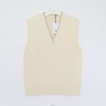 꾸레쥬 자수로고 버진울 지퍼 V넥 니트 베스트 남성 조끼 324MPU180FI0036 0079