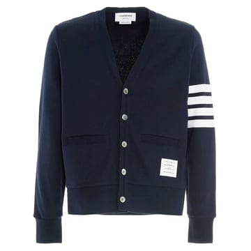 톰브라운 24FW 사선완장 브이넥 코튼 가디건 네이비 MJT167A 00535 415