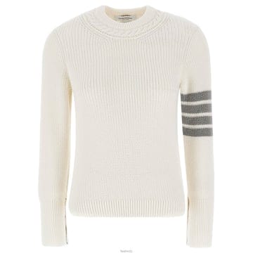 톰브라운 24FW 사선완장 케이블 트림 니트 화이트 FKA410A Y3017 100
