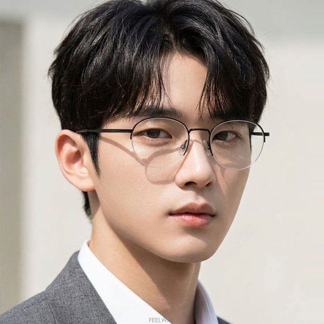 휴고 보스 티타늄 안경테 BOSS1448 003 명품 반무테 스테인리스 라운드