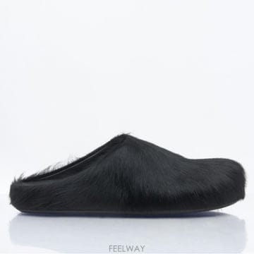 26 FW 마르니 퍼스벳 사봇 Fussbett Sabot 헤어리 뮬 슬리퍼 블랙 SBMS004601 P4122 0