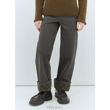 26 FW 버버리 Carpenter 체크 판넬 턴업 카펜터 팬츠 그레이 8097557 A1189