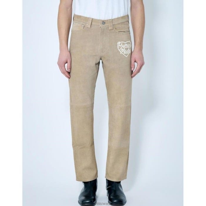 26 FW 휴먼 메이드 로고 프린트 미드라이즈 스웨이드 팬츠 베이지 HM28PT008 BEIGE