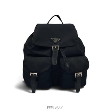 프라다 리나일론 투포켓 블랙 백팩 미듐M