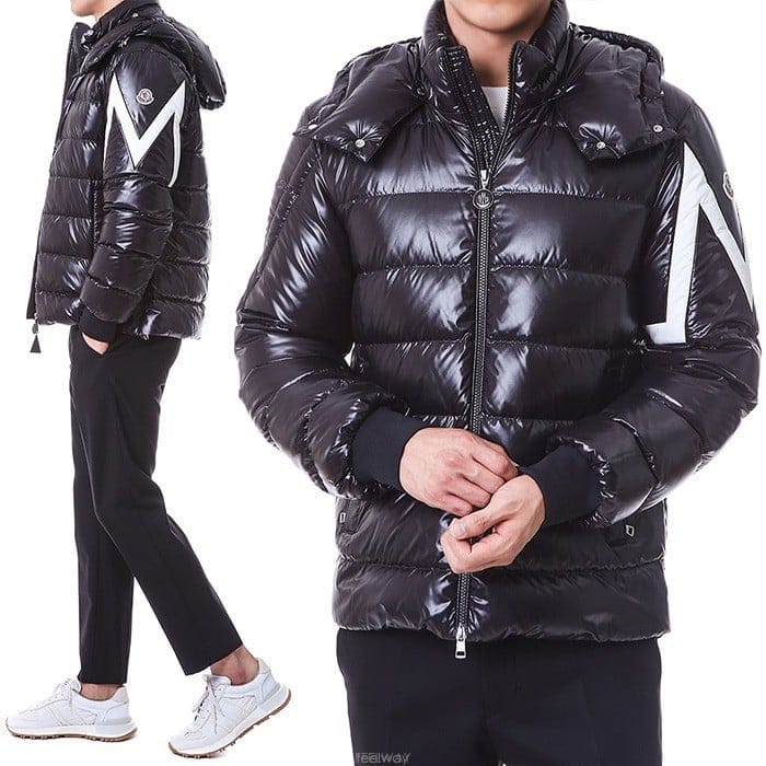 몽클레어 CORYDALE 로고패치 배색패턴 구스다운 후드 패딩점퍼 (블랙)1A00101 689