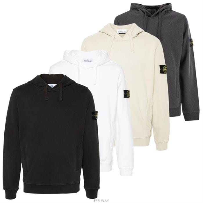 24FW 스톤아일랜드 남성 와펜 패치 브러쉬드 코튼 플리스 후드 티셔츠 811560820