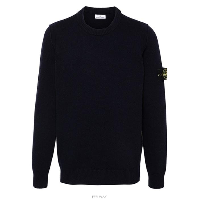 24FW 스톤아일랜드 남성 와펜 패치 램스 울 니트 블랙 8115508A3 A0020