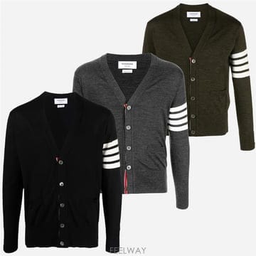 24FW 톰브라운 남성 4바 스트라이프 서스테이너블 울 가디건 MKC002A Y1014
