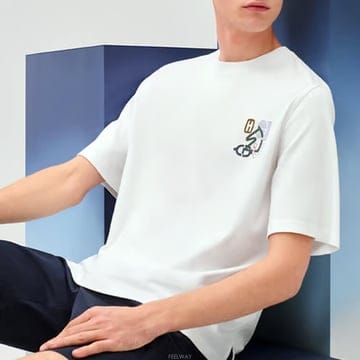 [국내] 정품/두배보상/남성/에르메스 H 퍼즐 램스킨 디테일 코튼 크루넥 티셔츠 화이트
