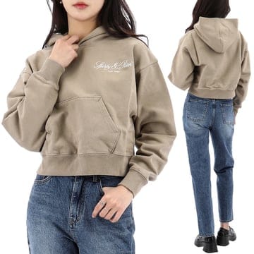 스포티앤리치 방돔 스크립트 크롭 후드티 ST074516232GY15