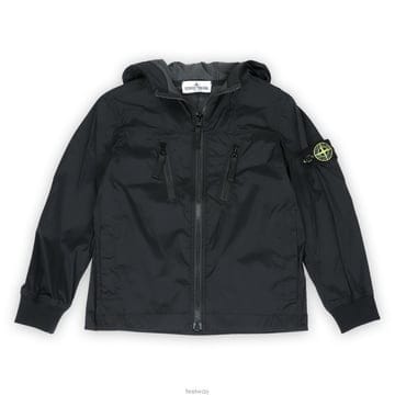 스톤 아일랜드 키즈 후드 나일론 자켓 블랙