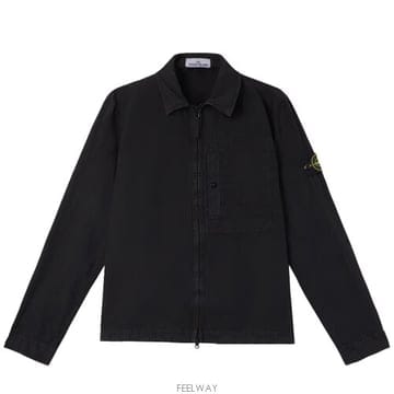 [스톤아일랜드] 25SS 와펜패치 오버 셔츠 자켓 블랙 남성 자켓 K1S151200032