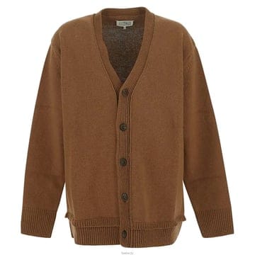메종마르지엘라 25SS 백 스티치 엘보 패치 가디건 브라운 SI1GP0003 S18064 133F