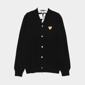 꼼데가르송 옐로우 하트 패치로고 울 V넥 공용 가디건 AX N050 051 1