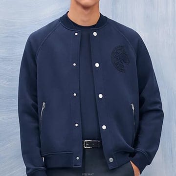 [국내] 정품/두배보상/남성/에르메스 끌루 드 셀 디테일 장식 바시티 재킷 다크네이비