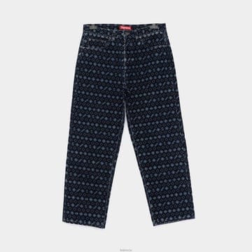 슈프림 패치로고 플록 루즈핏 데님 남성 팬츠 FW24P70 BLUE