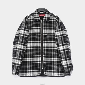 슈프림 스타로고 퀼티드 플란넬 집업 남성 셔츠 FW24S37 BLACK