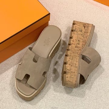 [국내] 정품/두배보상/여성/에르메스 웨지힐/에제 30 샌들 카프스킨 스웨이드 베이지