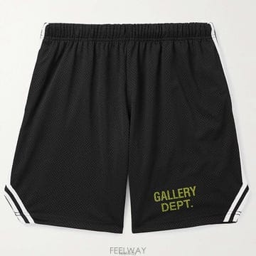 갤러리 디파트먼트 베니스 코트 와이드 로고 프린트 웨빙 트리밍 메시 쇼츠 블랙