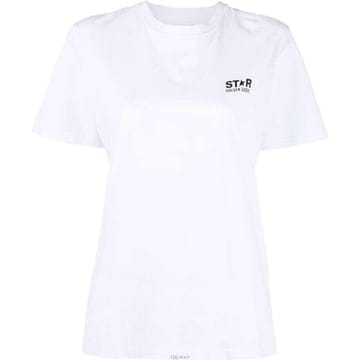 (당일) 25SS 골든구스 로고 프린트 화이트 여성 반팔 티셔츠 GWP01220 P000879 10283
