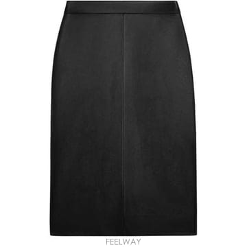 셀린느 클래식 핏 벨로우 더 니 소프트 램스킨 펜슬 스커트 블랙