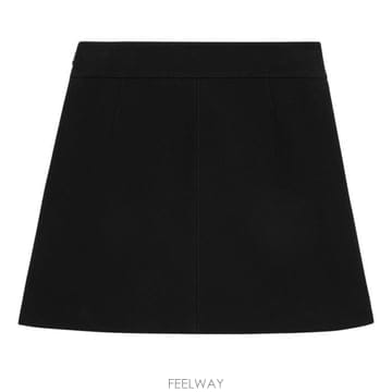 셀린느 가우프레 더블 울 미니 스커트 블랙