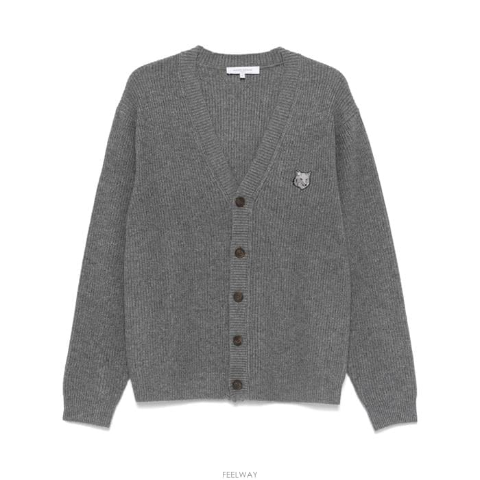 25SS 메종키츠네 남성 볼드 폭스 헤드 패치 가디건 NM00501KT1093 H131