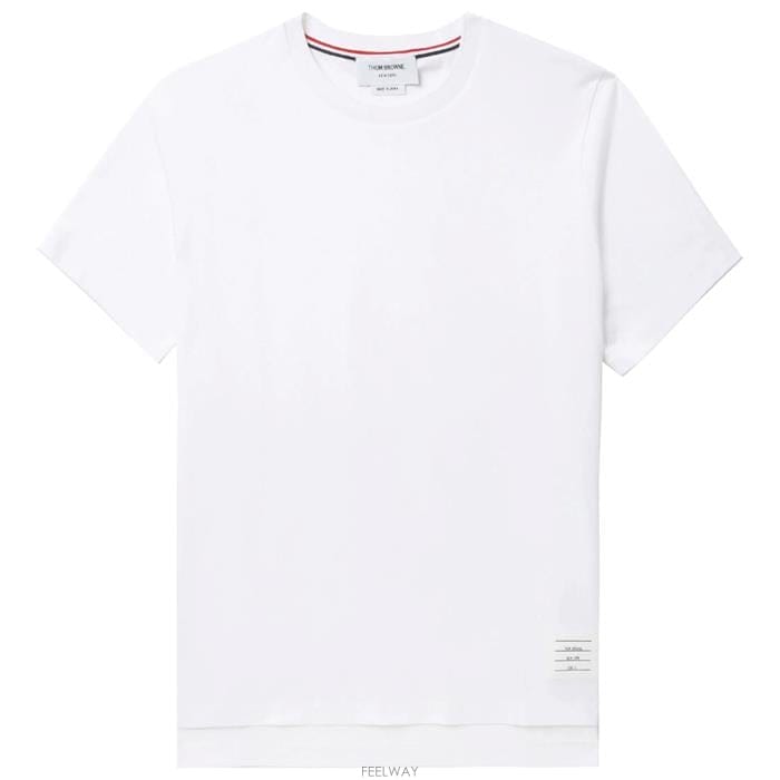 25SS 톰브라운 남성 사이드 슬릿 삼선탭 반팔 티셔츠 MJS067A 00042 100