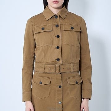 26 FW 생로랑 벨트 웨이스트 헴 코튼 서지 크롭 자켓 818404 Y04VY 2100
