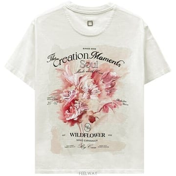 [우영미] 플라워 백로고 티셔츠 아이보리 남성 티셔츠 W251TS06761I / TJ