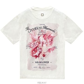 [우영미] 플라워 백로고 티셔츠 아이보리 여성 티셔츠 M251TS06761I / TJ