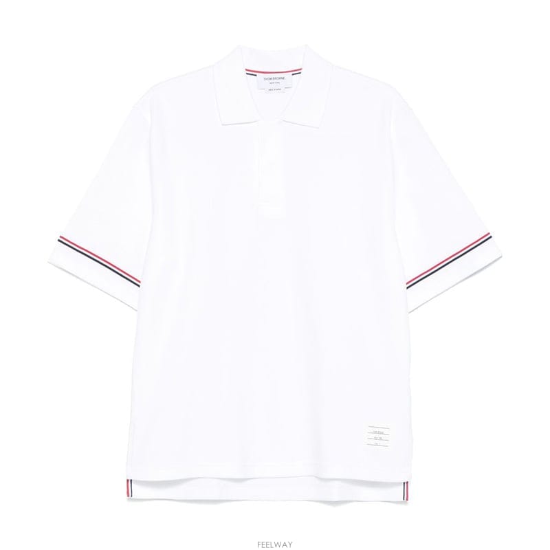 톰브라운 코튼 럭비 폴로 셔츠 화이트 MJP209A J0199 100
