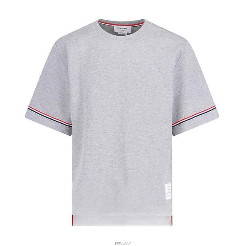톰브라운 코튼 럭비 반팔 티셔츠 그레이 MJS282A J0199 055