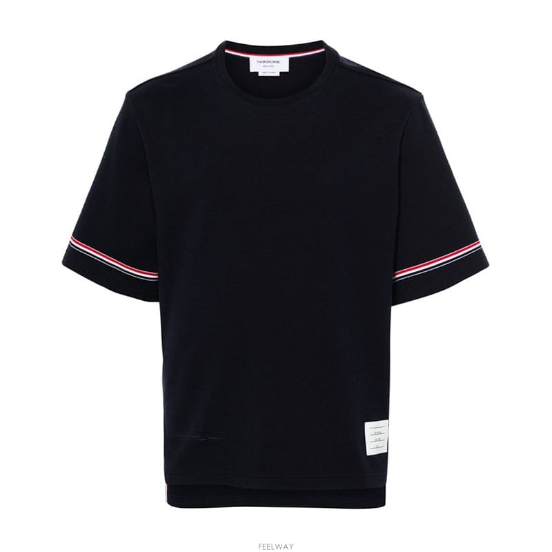 톰브라운 코튼 럭비 반팔 티셔츠 네이비 MJS282A J0199 415