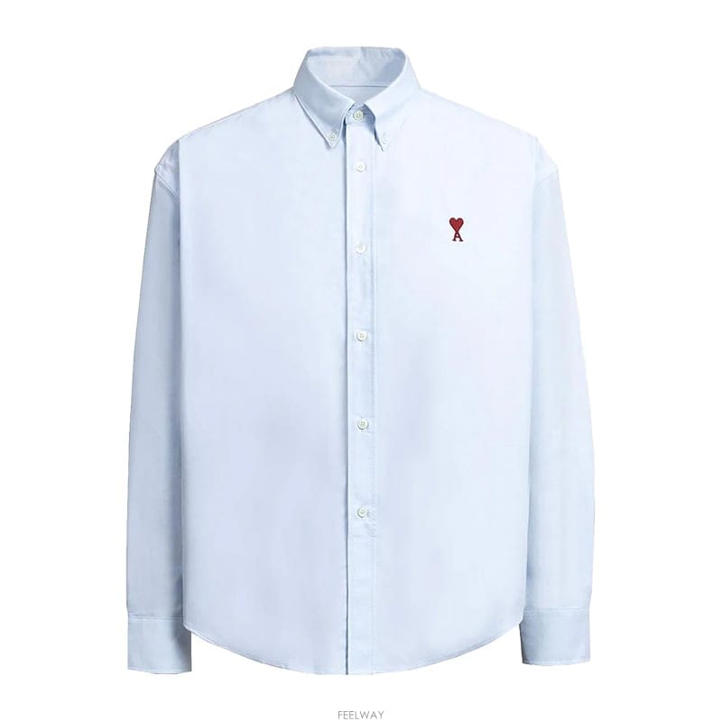 26SS 아미 하트 로고 옥스포드 셔츠 블루 BFUSH063 CO0031 450