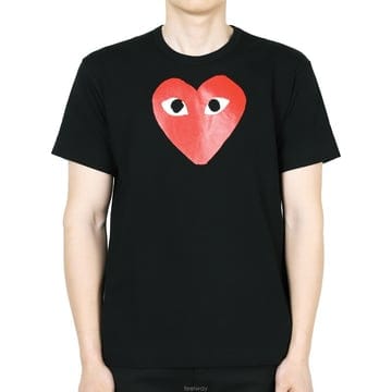 디몬트)꼼데가르송 레드 하트 프린팅 반팔 P1 T112 1 BLACK