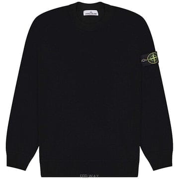 [스톤아일랜드] 25SS 와펜패치 마이크로 스티치 니트 블랙 남성 니트 K1S155100036 S00B5 V