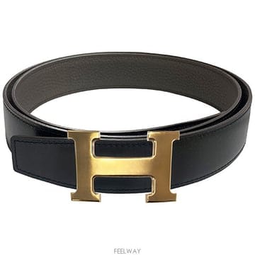 [에르메스] H로고 오르 버클 &리버서블 래더 스트랩 32MM 느와르 에땅 남성 벨트 H064544CC06