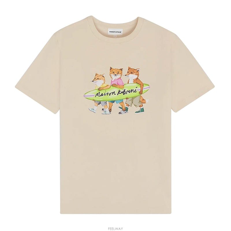 메종키츠네 서핑 폭스 반팔 티셔츠 페이퍼 MM00120KJ0118 P205