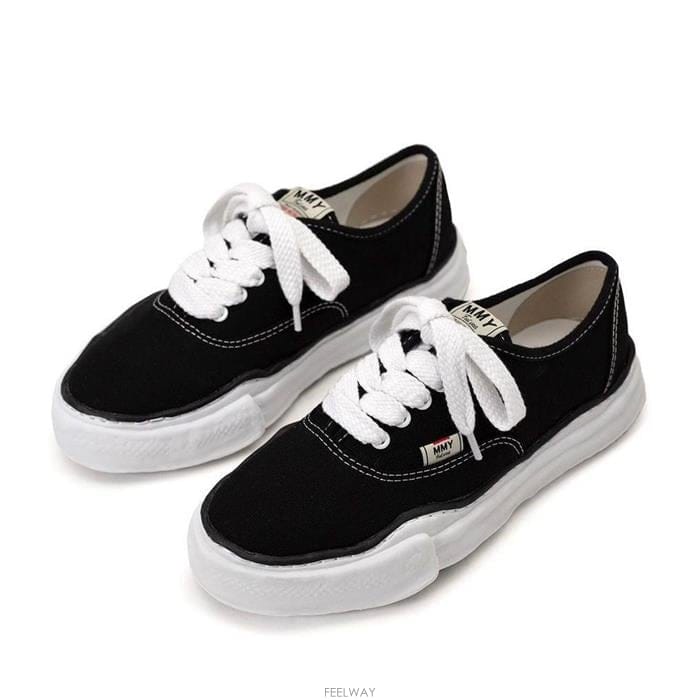 25SS 미하라야스히로 베이커 OG 솔 캔버스 로우탑 스니커즈 A02FW704 BLACK